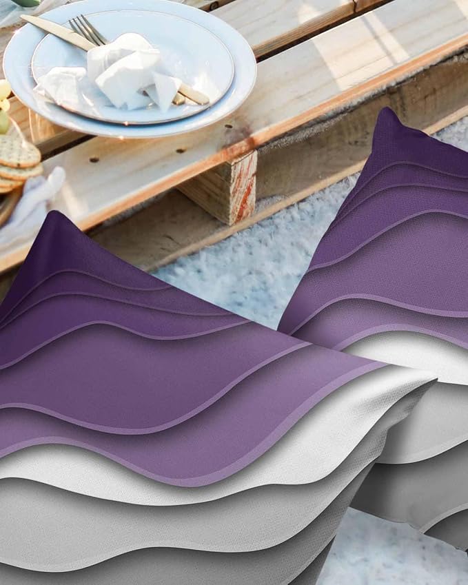 Outdoor Pillows 16x16 Waterproof Outdoor Pillow Covers Lavender Prple Grey Ombre Polyester Throw Pillow Covers Garden Cushion Decorative Case for Patio Couch Decoration Set of 2 Gradual Texture
