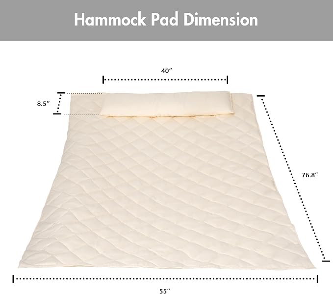 ANOW Double Hammock Pad and Hammock Pillow Set, Portable Polyester Hammock Pad, Cream