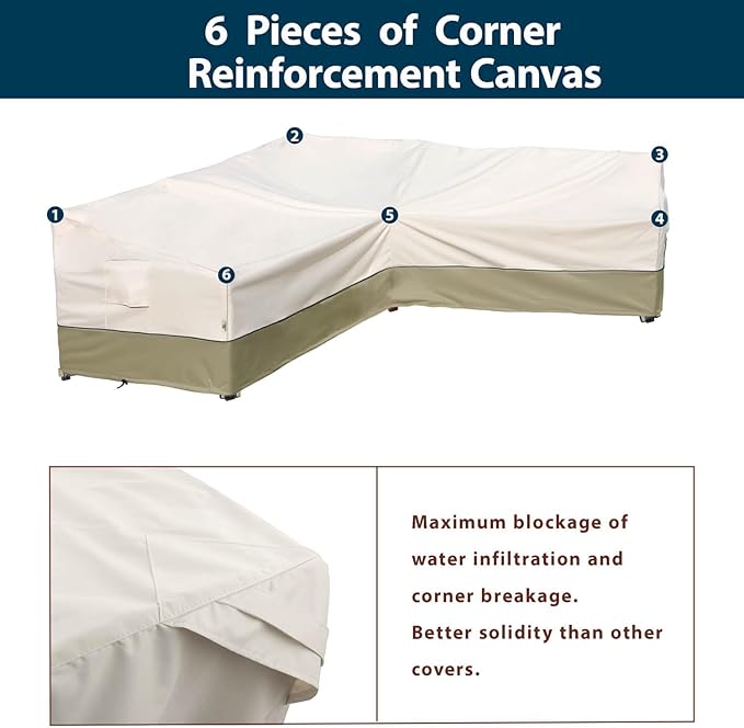 Outdoor Sectional Patio Furniture Covers - 85-inch Waterproof Rip-Stop Anti-UV 600D Heavy Duty Couch Cover with 3 Air Vent - 85''L x 33.5''D x 31''H