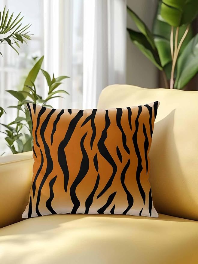 Outdoor Waterproof Throw Pillows Natural Tiger Skin Texture Patio Pillows,Decorative Pillow Covers with Insert,Pillow Cushion Case for Garden Couch Sofa Wildlife Animals Striped