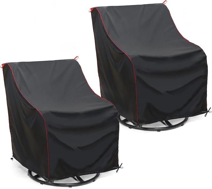 Patio Chair Covers Waterproof, Outdoor Chair Covers, Windproof UV Resistant Patio Furniture Covers for Garden Deck Lawn Chairs (2 Pack, Black)