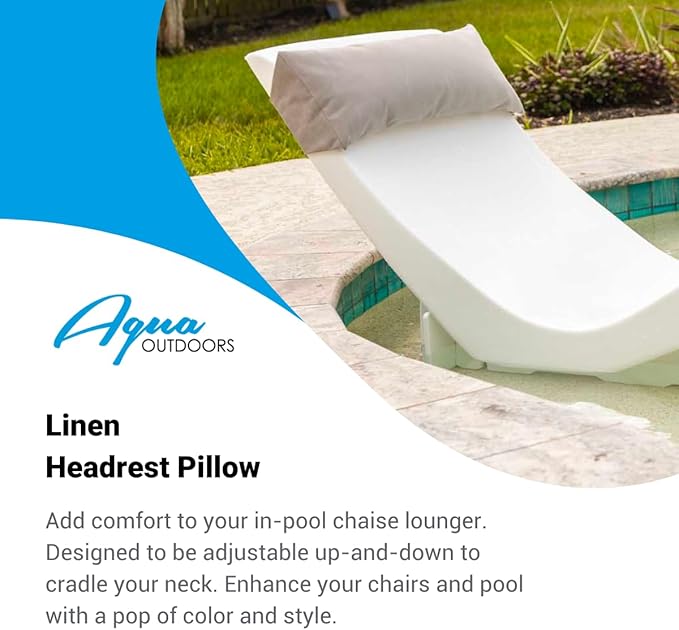 Aqua Outdoors Pool Pillow for in Pool Lounger, Pool Chairs, Headrest | Pool Lounger Pillow, Pool Lounger Pillows with Strap, Pool Lounge Chair Pillows, Sun Shelf, Baja Ledge