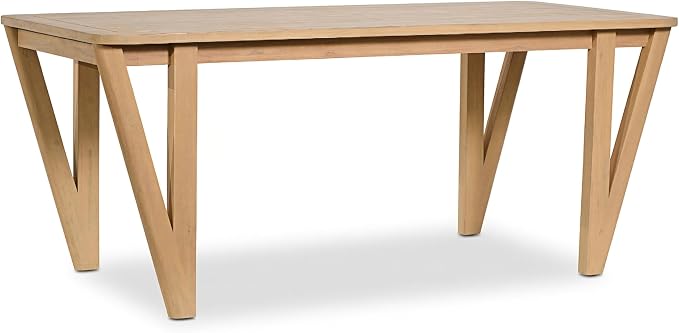Christopher Knight Home Della Acacia Wood Dining Table Set for 6, 6 Piece Outdoor Dining Set with 70.75" Dinner Table, Bench and Armless Chairs, Patio Furniture Set for Dinner,Light Teak+Light Brown
