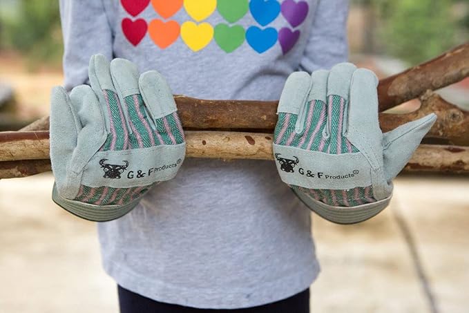 G & F Products JustForKids Kids Garden & Work Gloves for Boys & Girls, Durable Gloves for Gardening, Yard Work & DIY