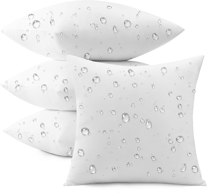 puredown® 20x20 Outdoor Pillow Inserts, Set of 4, Fluffy Soft Water-Resistant Down Alternative Square Form Sham Stuffer for Porch Swing Sofa Couch Cushion Patio Furniture