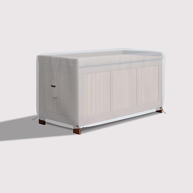 Covers & All Patio Deck Box Cover - Heavy Duty 12 Oz Waterproof Outdoor Yard Cushion Storage Box Protection 100% Weather Resistant with Air Pockets and Drawstring. (63” W X 30”D x 28”H, White)