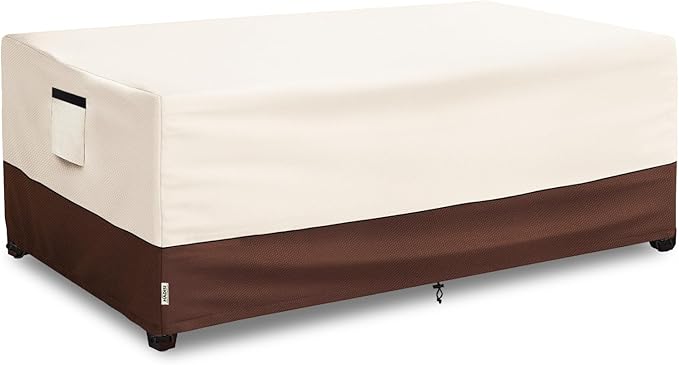 Outdoor Coffee Table Cover,600D Waterproof Patio Rectangular Side Table Covers,36" W x 24" D x 16" H,Outdoor Table Covers Waterproof Rectangle(Beige)