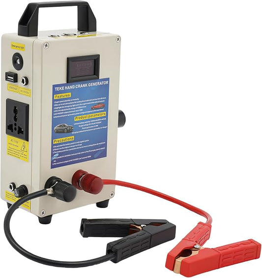 Portable 110V Hand-Crank Generator – Emergency Manual Power Station with 12V AC & USB Outputs, Built-In Handle for Camping, Outdoor Survival & Household Blackouts; Charge Phones, Laptops Anywhere