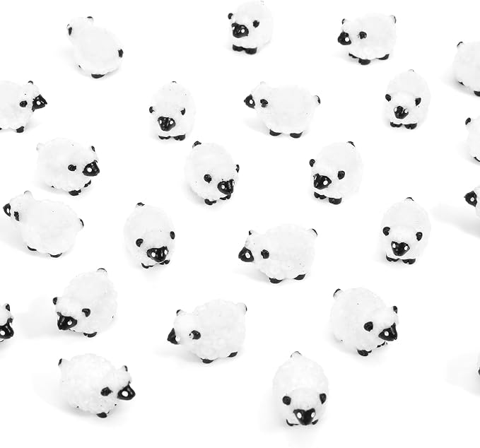 Guiqulai100pcs Mini Resin Sheep Figurines Garden Decor Ornaments（Black） | Cute Sheep In 4 Colors Perfect Indoor Outdoor Garden Landscape Potted Plant Dollhouse Decoration