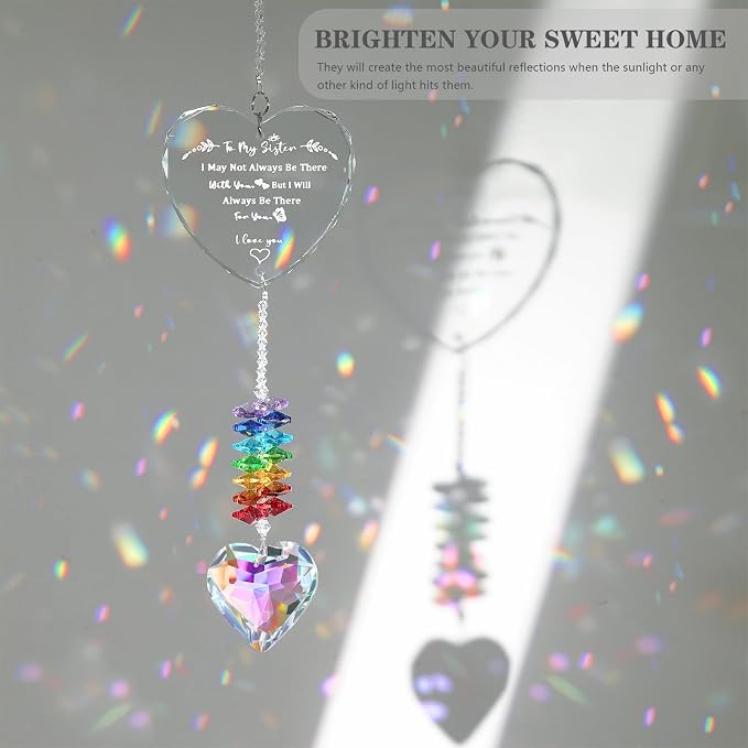 Sister Gifts, Crystal Suncatcher Gifts for Sister Birthday, Sisters Gifts from Sister, Unique Gifts for Sister, Window Hangings Home Decoration