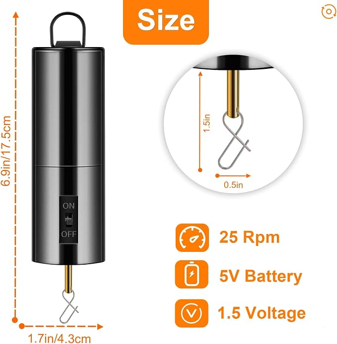 Wind Spinner Motor Hanging Display Battery Operated Rotating Motor | Multi-Purposes for Wind Spinner Mobile Yard Decor Hanging Ornament Outdoor Sculptures-Medium Speed 20 RPM(1 Pcs Black)