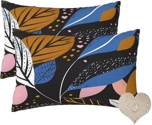 Outdoor Pillows Waterproof Set of 2 Outdoor Pillow Covers 16x24 Inch, Dark Throw Pillows Plant Pillow Covers, Summer Garden Decorative Pillows Outdoor Pillows for Patio Furniture Car Home Decor -hs239