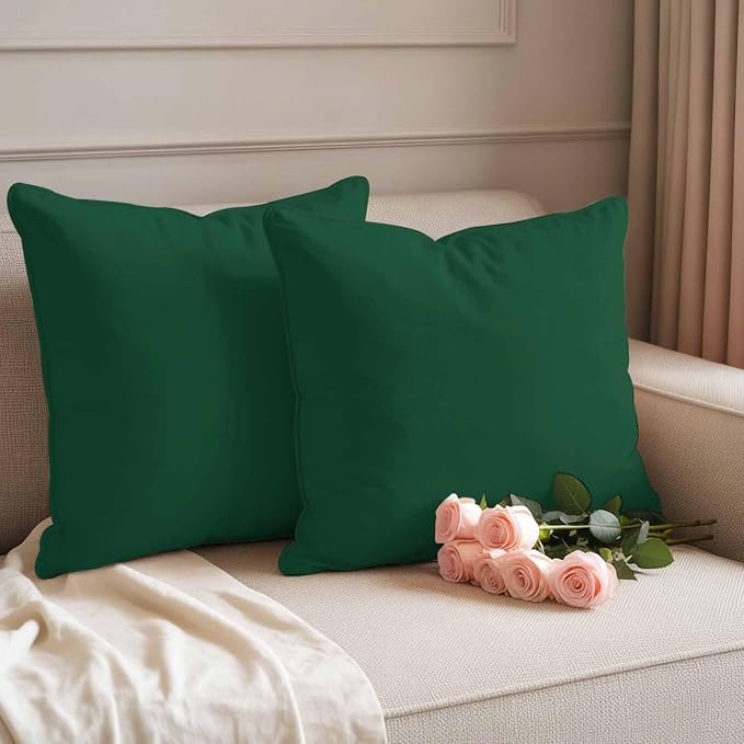 Outdoor Pillow Covers,Dark Hunter Green Decorative Throw Pillow Cover Waterproof Pillowcase Set of 2,Linen Cushion Case for Sofa Couch Bed 24x24 Inch,Olive Green