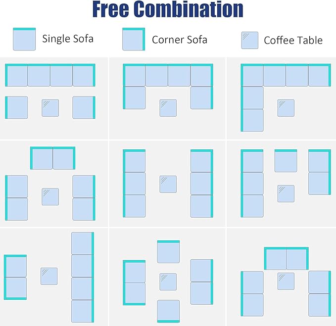 Tangkula 7 Pieces Wicker Patio Furniture Set, All-Weather Outdoor Rattan Sectional Sofa Set with Cushions & Tempered Glass Coffee Table, Outside Sofa Set for Garden, Lawn, Deck, Backyard