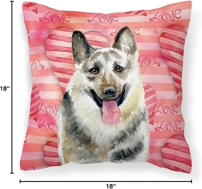 Caroline's Treasures BB9736PW1818 East-European Shepherd Love Fabric Decorative Pillow, Red Machine Washable, Indoor Outdoor Decorative Pillow for Couch, Bed or Patio, 18Hx18W