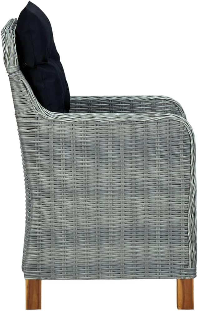 7 Piece Patio Dining Set with Cushions Poly Rattan,Outdoor Dining Set,Garden Dining Set,Terrace Tables and Chairs,Lounge Seat,Garden Furniture,for Homes,Offices,Living Room,Cafes,Light Gray