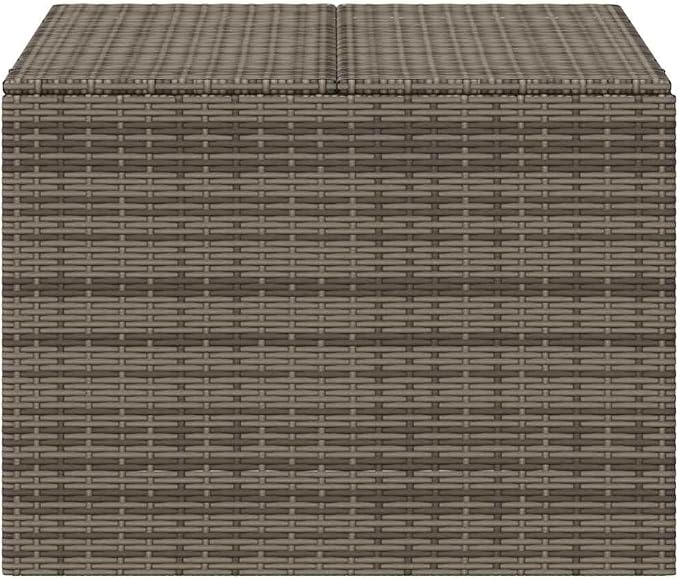 Outdoor Garden Storage Box 291L, Weather-Resistant Poly Rattan Deck Box for Patio, Balcony, Backyard Cushion and Tool Organization, Grey