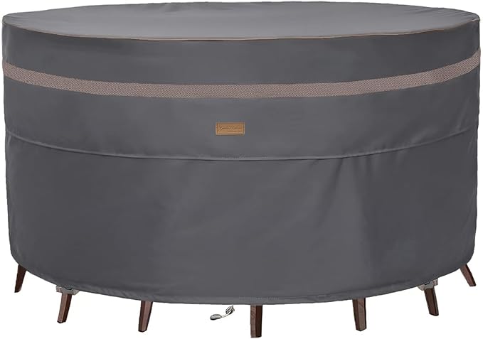 Heavy Duty Waterproof Patio Furniture Covers UV Resistant Round Outdoor Table Chair Covers Small Round 48"Diax28"H Dark Grey