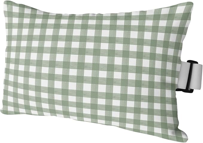 Outdoor Pillows Covers with Inserts Sage Green Buffalo Plaid Waterproof Recliner Pillow with Adjustable Strap Throw Pillows for Patio Furniture Pool Lounge Chair, 11x16 inch, 1PCS