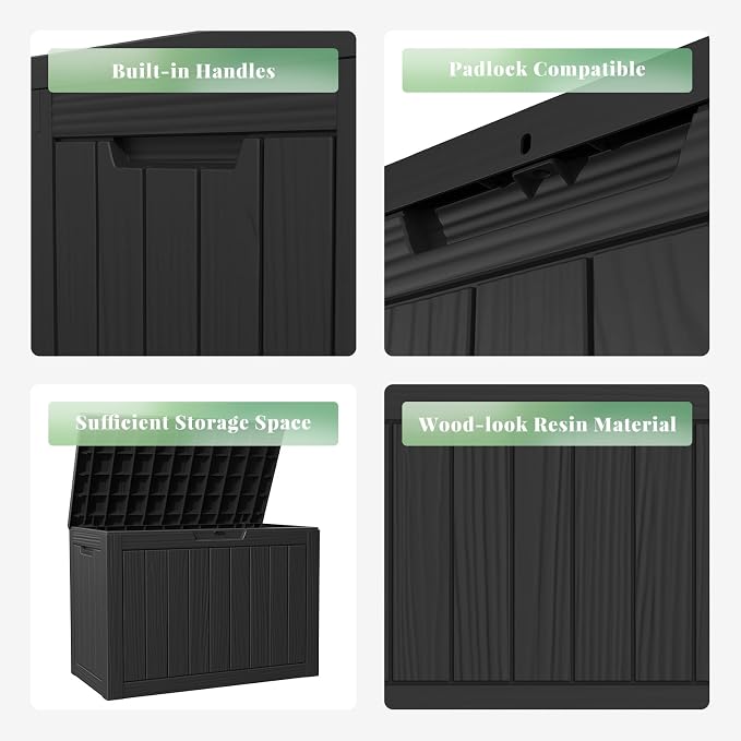 50 GallonOutdoor Storage Box,Resin Deck Boxes Waterproof, IndoorOutdoor Bin for Package Delivery, Patio Cushions, Gardening Tools, Lockable, UV Resistant