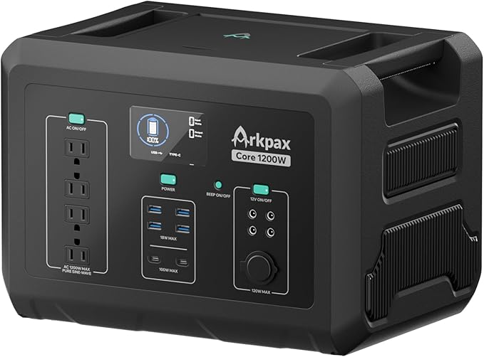 1200W Portable Power Station, 1024Wh LiFePO4 Battery Solar Generator 1.5 Hr Fast Charge with AC Outlet 2400W Surge for Camping Home Backup Power Emergency RVs(Solar Panel Optional)