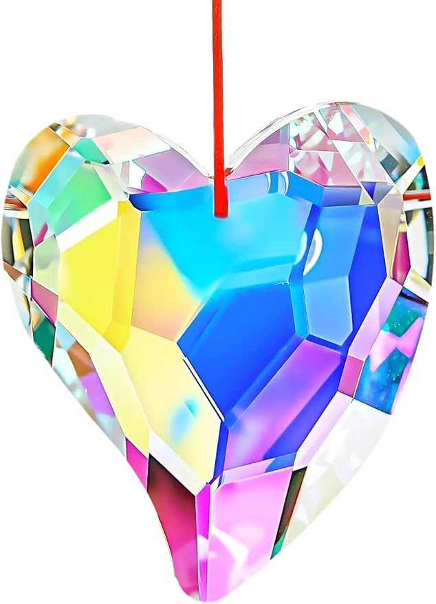 70mm Heart Crystal Prisms Suncatchers for Window Hanging Rainbow Maker Gift | Colorful,Sun Catcher Indoor Window,Glass Ornament for Christmas Tree Valentine's Anniversary Wedding Party Decoration