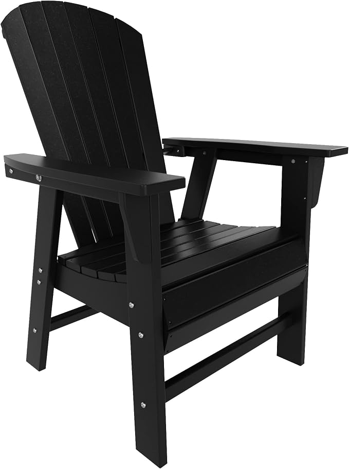 WestinTrends Dylan Adirondack Patio Dining Set for 6, All Weather Poly Lumber Outdoor Table and Chairs Set of 4, 71" Trestle Table and Adirondack Dining Chair with Dining Bench, Black
