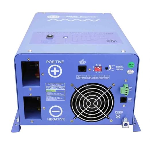 AIMS 3000W 12V Pure Sine Inverter Charger w Transfer Switch 120/240V ETL
