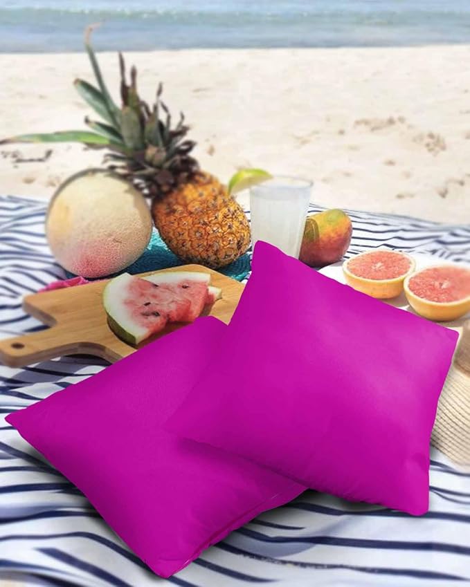 Outdoor Waterproof Throw Pillow Covers Set of 2 Rosy Red Pillowcases 24x24 Inches Solid Pink Color Patio Decorative Pillows Cushion Case Patio Pillows for Couch Bed Chair Garden