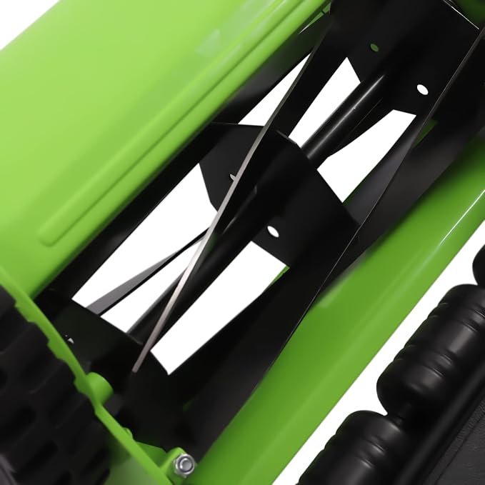 Xuthusman 12inch Adjustable Lawn Mower Manual Reel Push Walk-Behind Dual Wheeled Grass Cutter Sweeper with 23L Collection Bag 5 Blade Green
