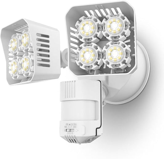 SANSI 36W 3600LM Motion Sensor Outdoor Lights, 50,000 Hrs Lifespan LED Flood Light Outdoor Motion Sensor, 350W Equiv 5000K Dusk to Dawn IP65, Super Bright for Yard Garage, White, Wired