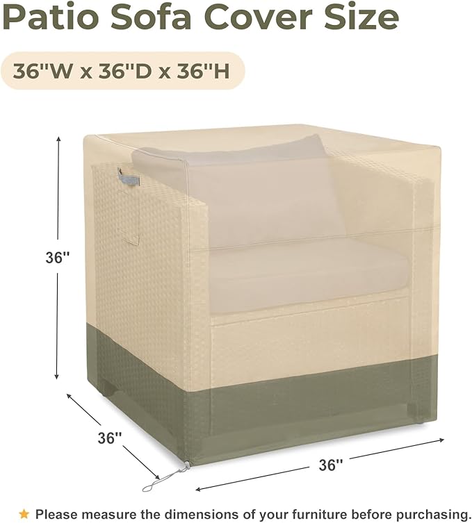 BPS Patio Cube Chair Cover for 1 Seater Garden Rattan Cube Chair or Wicker Single Cube Sofa, 600D Waterproof Oxford Outdoor Furniture Cover, 36''W x 36''D x 36''H