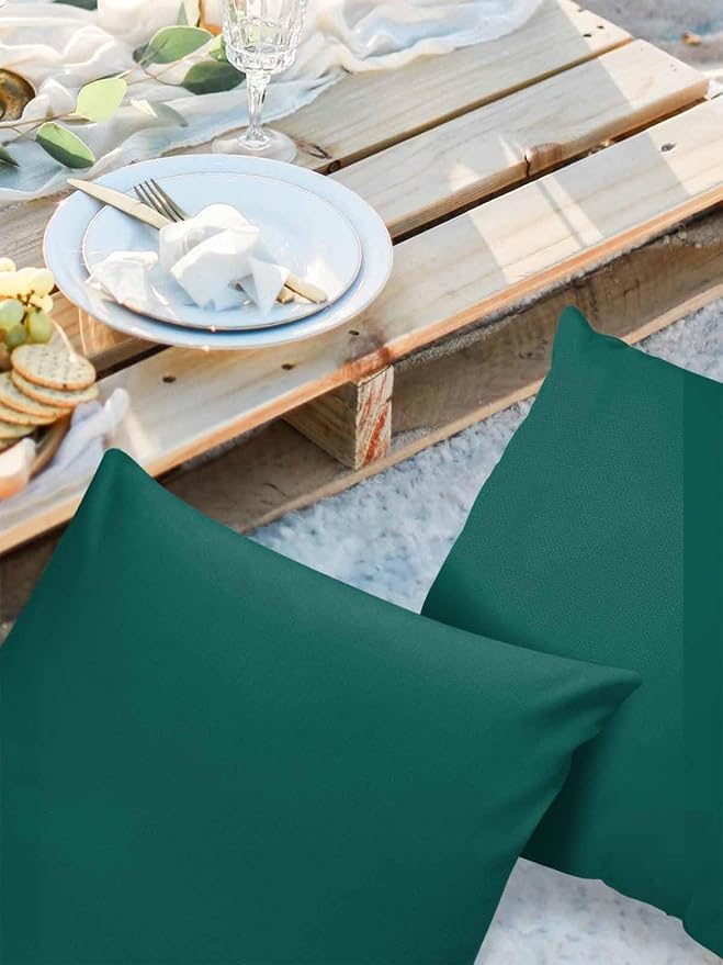 Outdoor Waterproof Throw Pillow Covers Set of 2 Aventurine Green Pillowcases 24x24 Inches Simple Style Patio Decorative Pillows Cushion Case Patio Pillows for Couch Bed Chair Garden