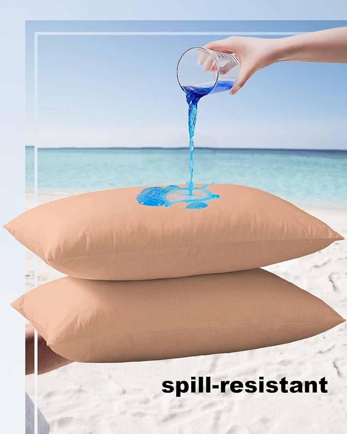 Outdoor Waterproof Throw Pillow Covers Set of 2 Peach Fuzz Pink Lumbar Pillowcases 20x12 Inches Solid Color Patio Decorative Pillows Cushion Case Patio Pillows for Couch Bed Chair Garden