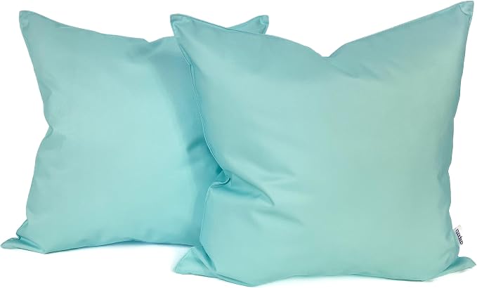 Pack of 2 Outdoor 20''x20'' Waterproof Baby Blue Throw Pillow Covers Decorative Square Patio Pillows for Patio Furniture (Waterspout)