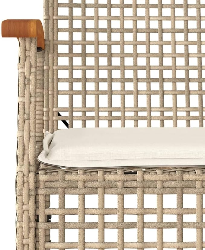 5 Piece Patio Dining Set with Cushions Beige Poly Rattan Outdoor Table and Chairs for Garden Backyard Deck Tempered Glass Top Powder Coated Steel Frame UV Proof