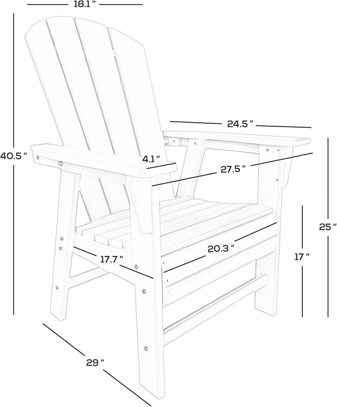WestinTrends Malibu 5 Piece Adirondack Outdoor Dining Set, All Weather Poly Lumber Patio Table and Chairs Furniture Set, 43" Trestle Square Dining Table and 4 Adirondack Dining Chair, Gray