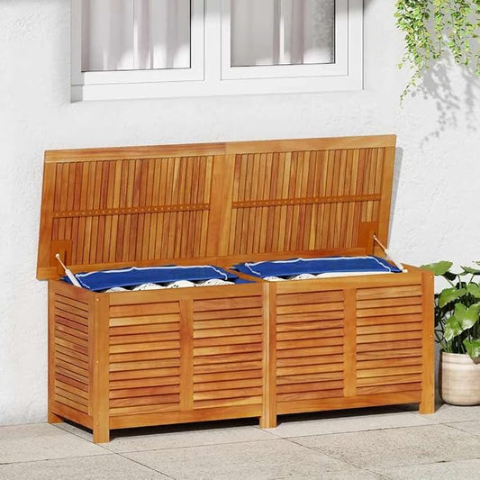 Garden Storage Box Natural Solid Acacia wood 59.1 x 19.7 x 22.0 in,Solid Acacia Wood Garden Storage Box for Outdoor Use – Rustic & Durable Storage Boxes