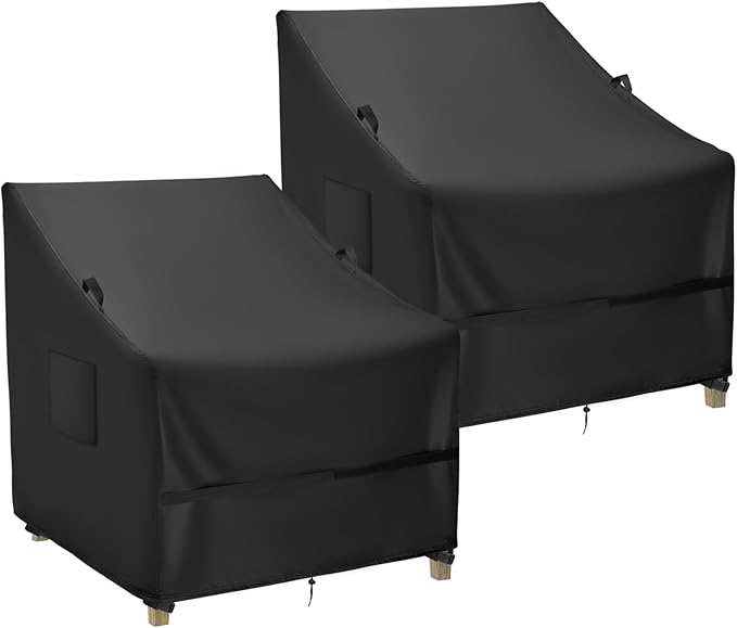 Outdoor Patio Adirondack Chair Covers 2 Pack, Waterproof Heavy Duty Lawn Chairs Cover for Outdoor Furniture, Patio Rocking Swivel Chair Covers, 26" L x 24" W x 35" H