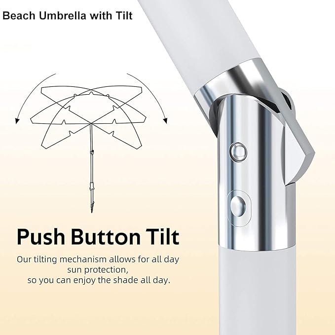 Sand Anchor 6.5 ft. Beach Umbrella with Tilt and Height Adjustable Connector UV Protection UPF 50+ (Banana Leaf).