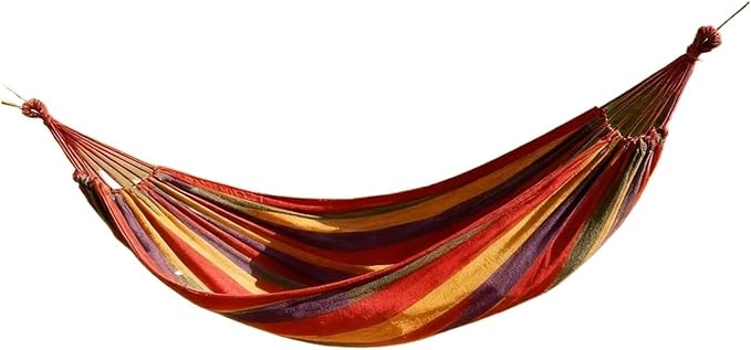 Double Hammock 2 Person Canvas, with Tree Straps for Patio Garden Backyard Outdoor and Indoor (Red, Blue)