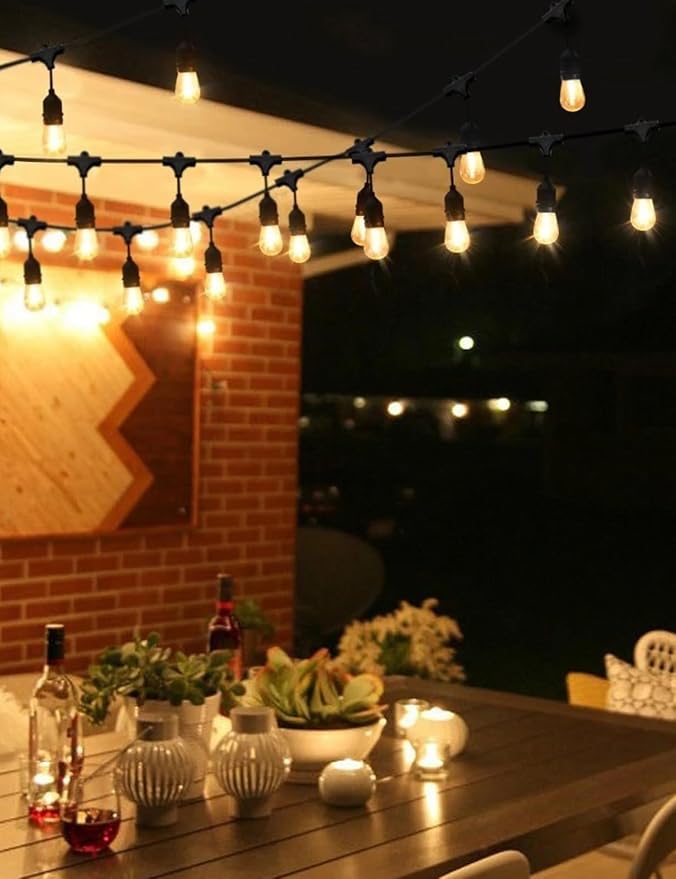 Svater Outdoor String Lights 75 FT LED Outside Patio E26 Edison Waterproof | Commercial Grade Patio Light with Shatterproof S14 Dimmable Vintage Bulbs, Hanging Strand for Bistro Cafe Backyard Warm White