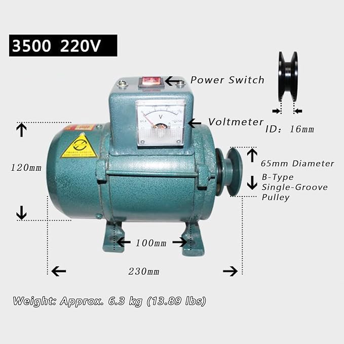 3.5kw/5kw/7kw Permanent-Magnet Generator 220V, Pure Copper Wire With Voltage Regulator Brushless Generator, Belt-Driven 3500W / 5000W / 7000W Low Maintenance For Lighting/Home Use(7000W)
