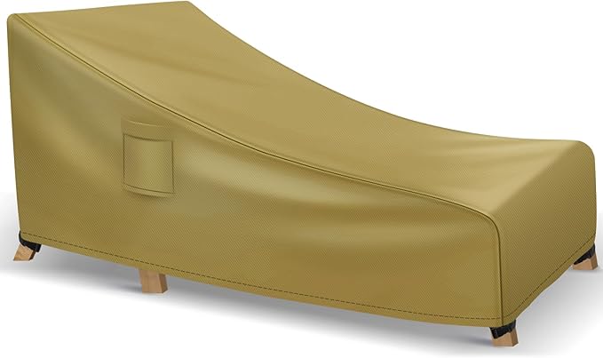 Richwon Chaise Lounge Covers Outdoor Waterproof, Heavy Duty Patio Furniture Covers, Fits up to 78L x 34W x 32H inches, 1 Pack, Khaki