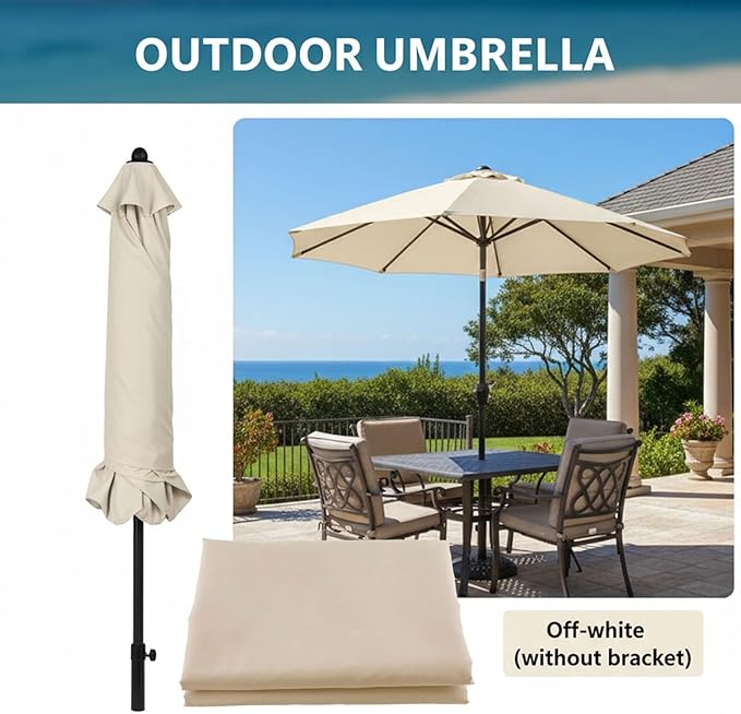 Patio Umbrella Replacement Canopy for 6/8 Ribs, Outdoor Table Market Yard Umbrella Replacement Top Cover, Waterproof Umbrella Canopy Fabric Replacement Canvas(Gray,6.6FT 6-Ribs)