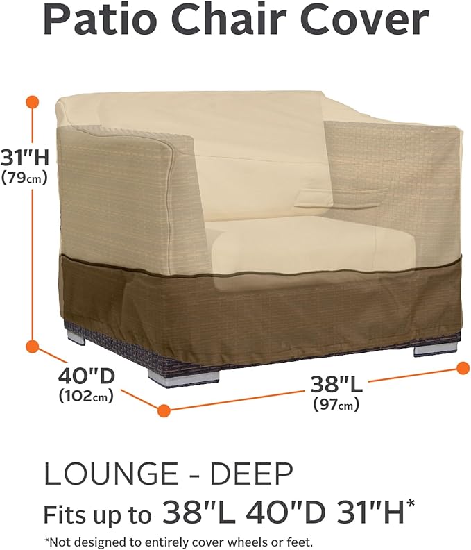 Classic Accessories Veranda Water-Resistant 38 Inch Deep Seated Patio Lounge Chair Cover, 4 Pack, Patio Furniture Covers