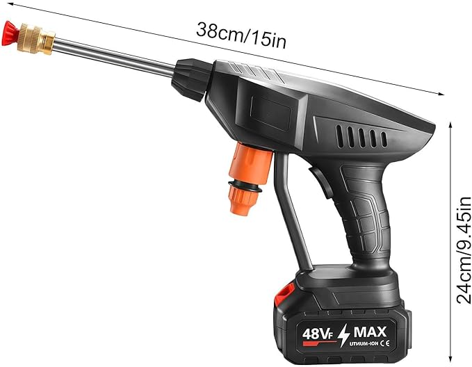 Cordless Pressure Washer Hosepipe Spray, Handheld Battery Powered Washer Kit with Nozzle and 5m/16.5ft Tube for Washing Cars/Floor/Garden Cleaning & Watering Flowers