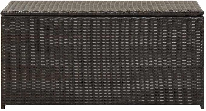 Brown PE Rattan Outdoor Storage Box 39.4x39.4x19.7 in, Gas Lift Lid, Patio Cushion & Tool Chest, Steel Frame, Weather-Resistant, Assembly