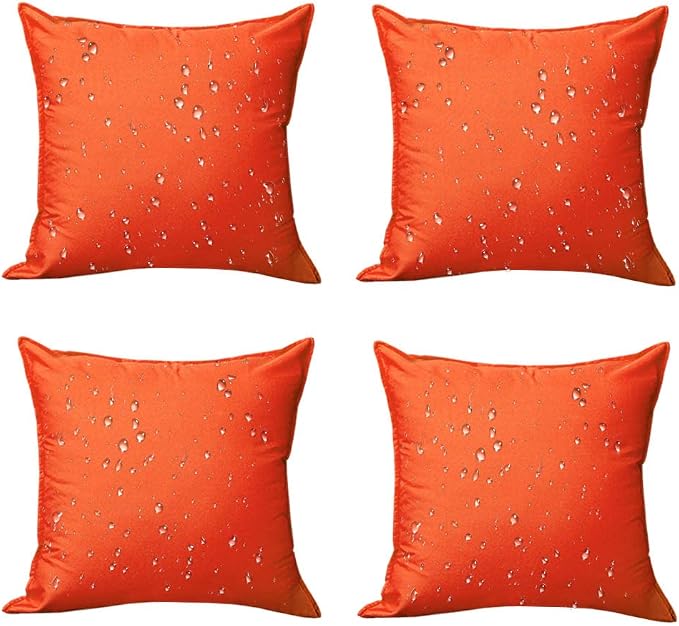 Pack of 4 Summer Outdoor Throw Pillow Covers, Orange Waterproof Decorative Square Cushion Covers Water Resistant Pillowcase Shell for Patio Couch, Tent, Swimming Pool,18"x 18"