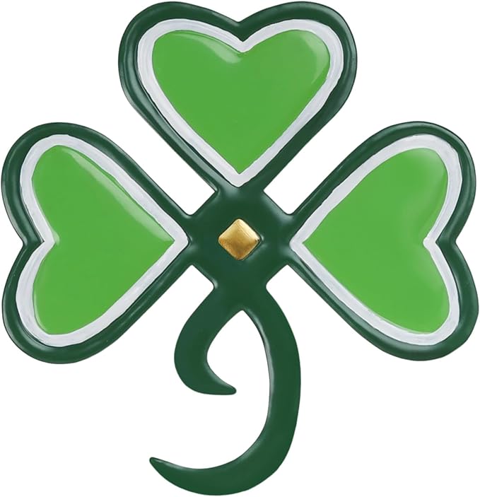 YEAHOME St Patricks Day Shamrock Wall Decorations, 11'' Metal Clover Wall Art Decor, Lucky Shamrock Yard Garden Decor Hanging for Home Front Door, Kitchen, Bathroom, Bedroom, Indoor & Outdoor